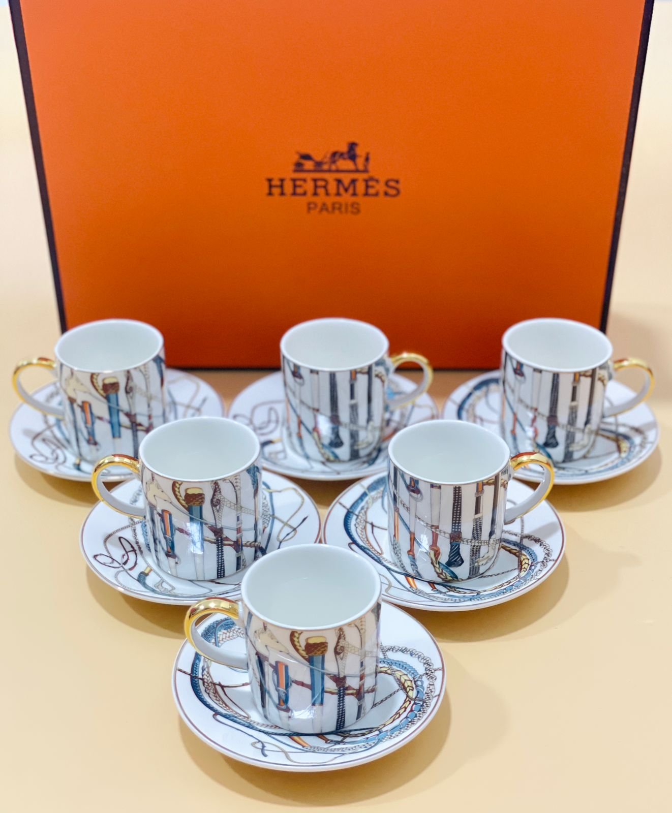 Hermes Turkish coffee set of 6 - Image 2 of 4